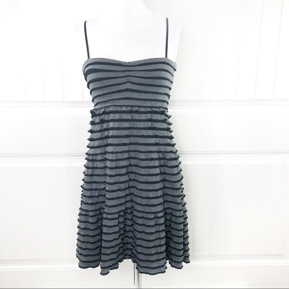 Studio M Max Studio Gray Black Ruffle Mini Dress S